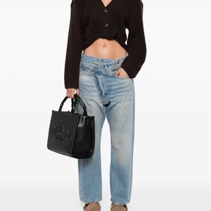 R13 cashmere Twisted V neck cropped Cardigan